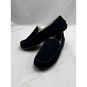 Lands End Slippers Womens 9 Moccasin Blue Slip On Comfort Casual Round Toe Flats